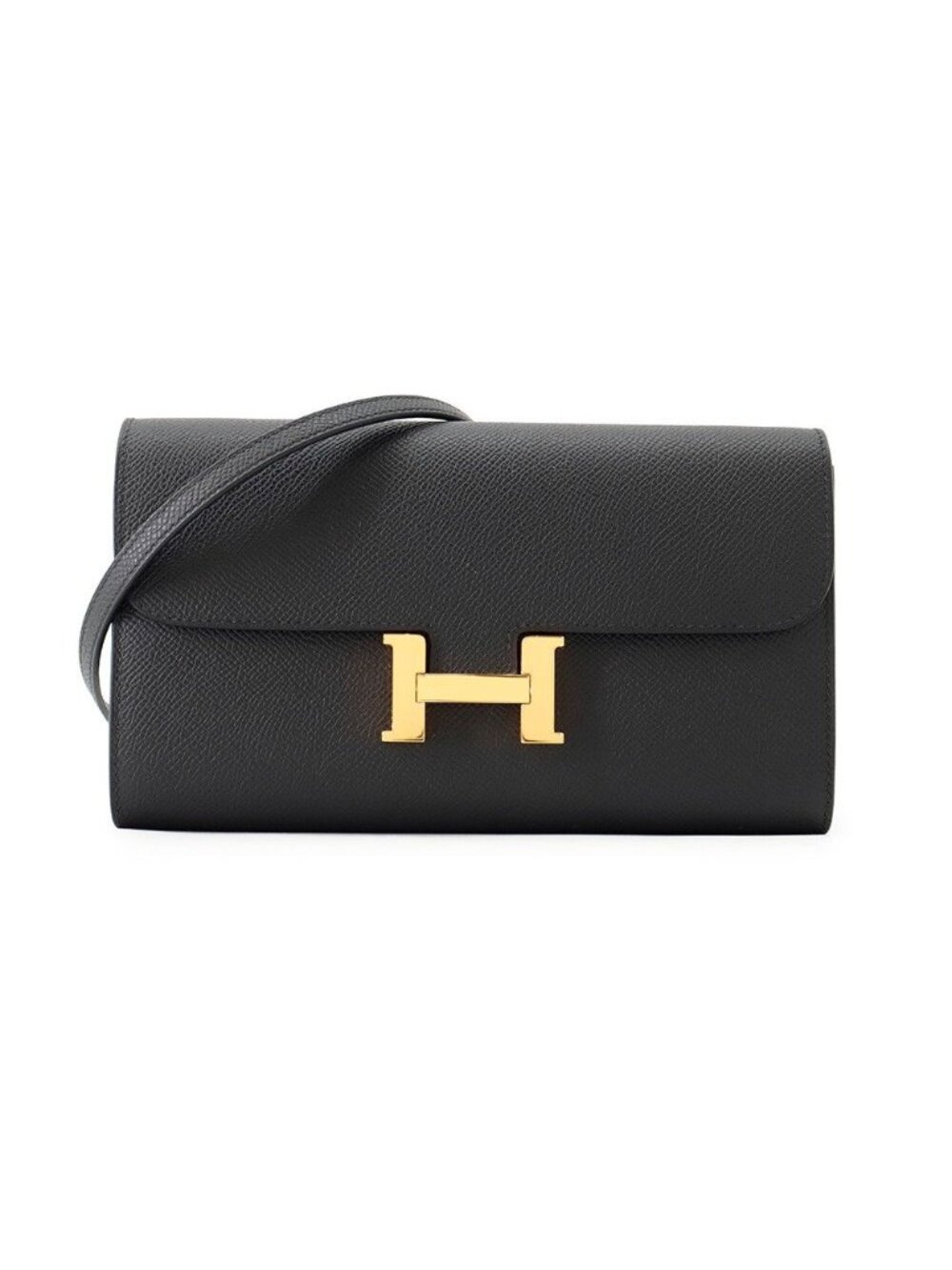 Hermes Wallet Constance to Go Long Black Gold Epsom